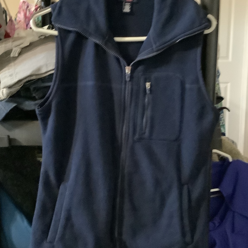 Chaps Sport Dark‎ Blue Fleece Vest, S/P, full zip
